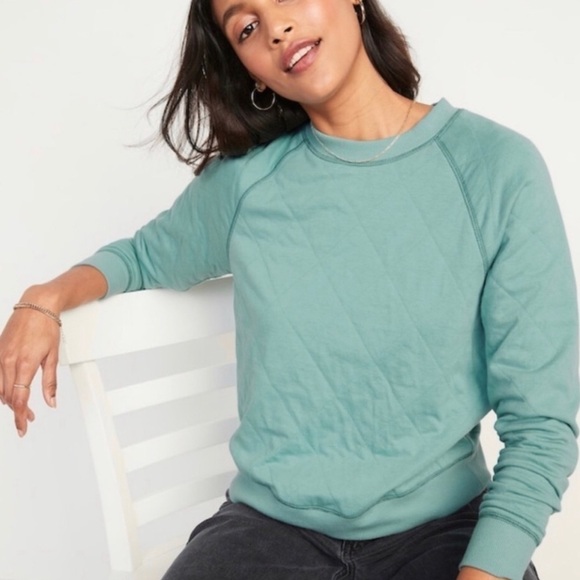 Old Navy Sweaters - NWT! Dusted Jade Long-Sleeve Vintage Quilted Sweatshirt - Multiple Sizes